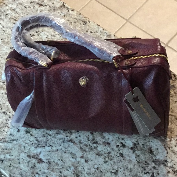 Ora Delphine NWT Maroon Leather Satchel Bag - Picture 2 of 10